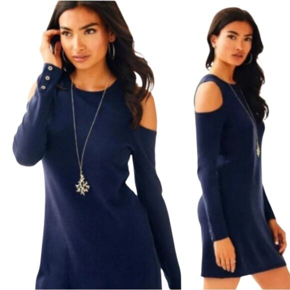 LILLY PULITZER Black Faire Cold Shoulder Sweater Navy
Dress Size XS - Picture 8 of 9